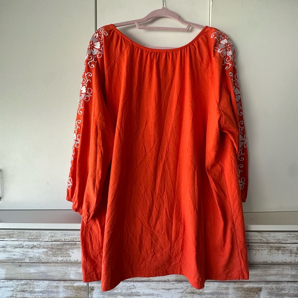 ✨ Roamans 2X Orange Embroidered Tunic Boho Peasant Top - Picture 5 of 10